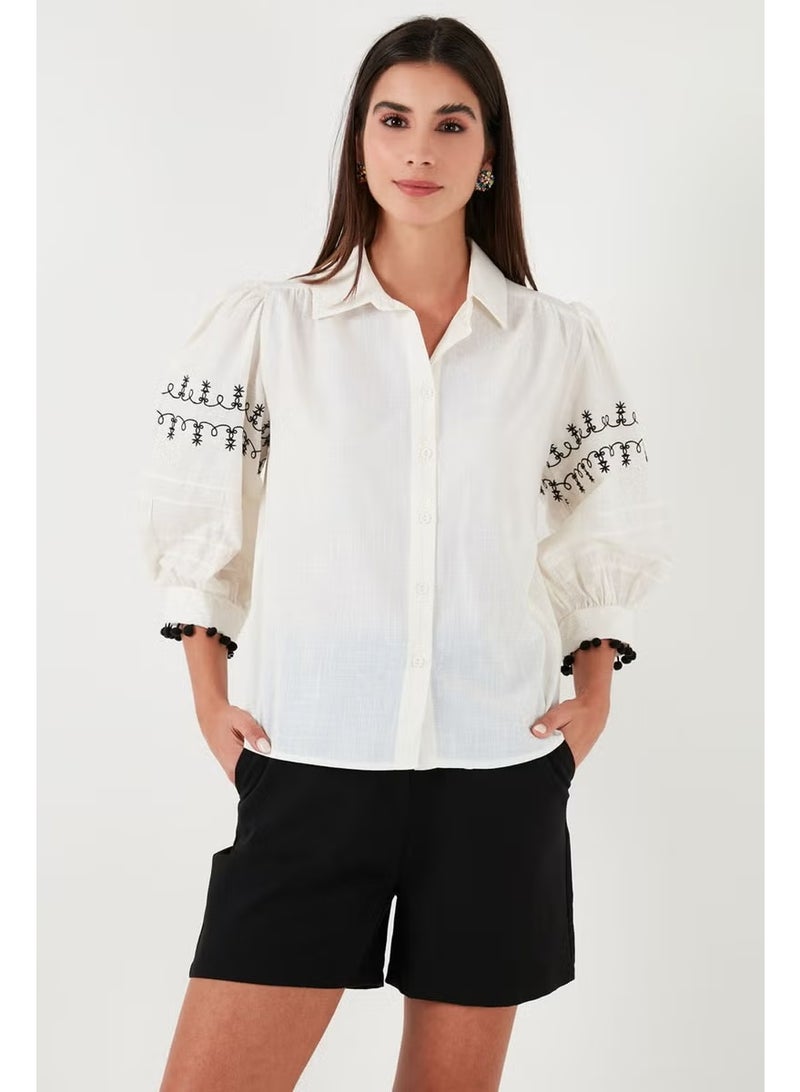 Lela Cotton Regular Fit Balloon Three Quarter Sleeve Shirt Women's Shirt 611GO0302 - Image 1